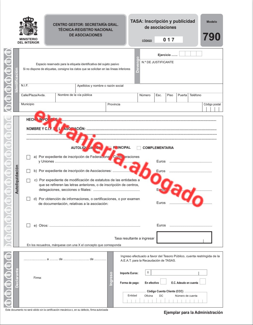 tasa 790 107 homologación de título universitario